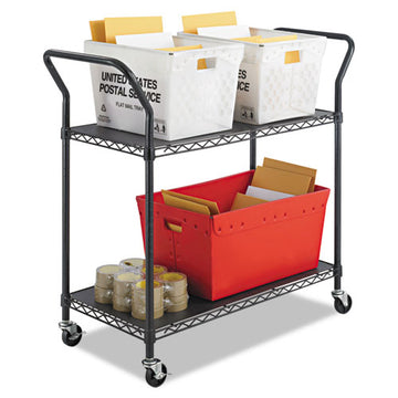 Safco® Wire Utility Cart, Two-shelf, 43.75w X 19.25d X 40.5h, Black freeshipping - TVN Wholesale